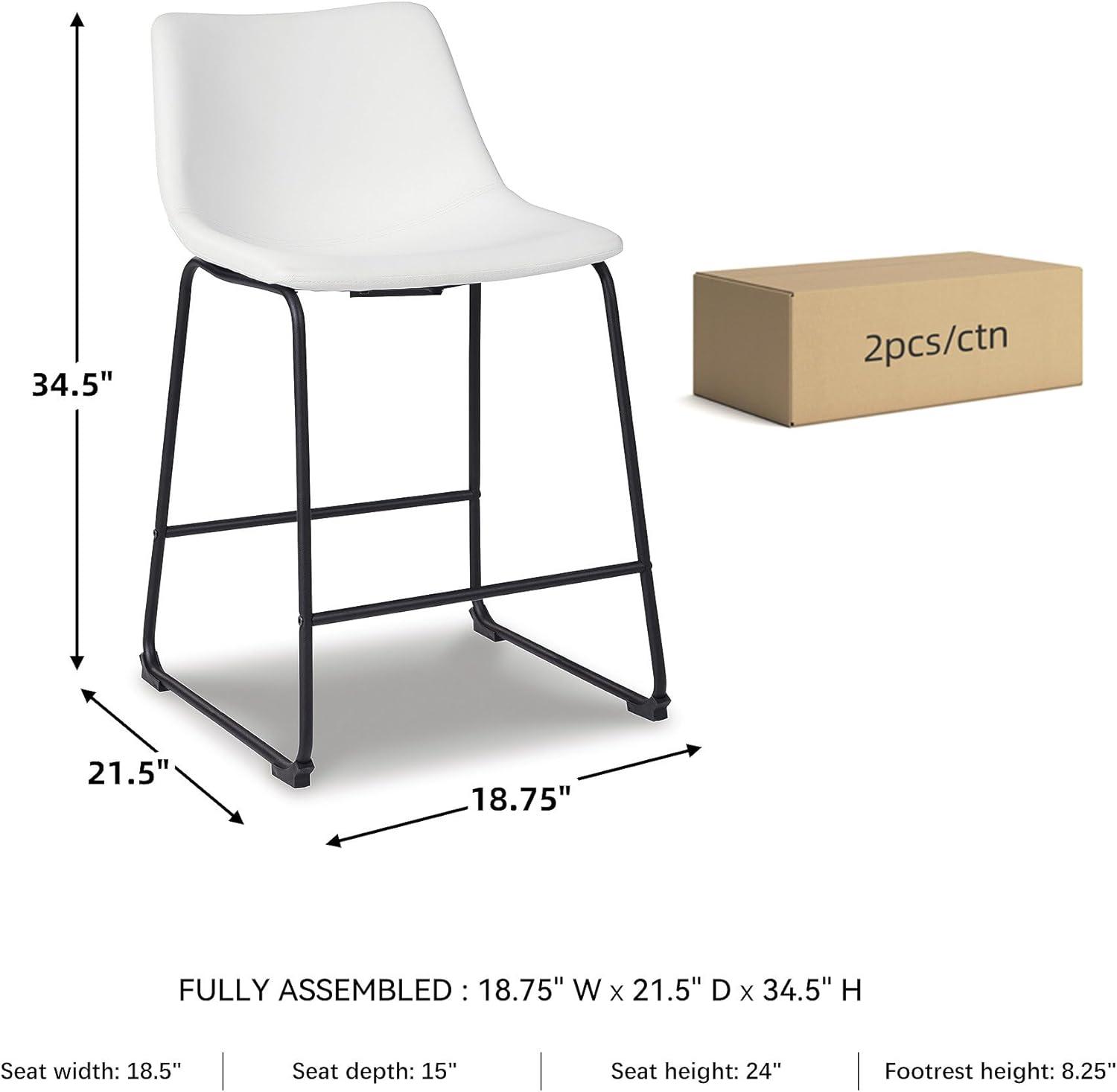 imageSignature Design by Ashley Jazmore Contemporary Velvet Upholstered Counter Height Bar Stool with Footrest and Adjustable Levelers Set of 2 Dark Brown amp BlackWhite