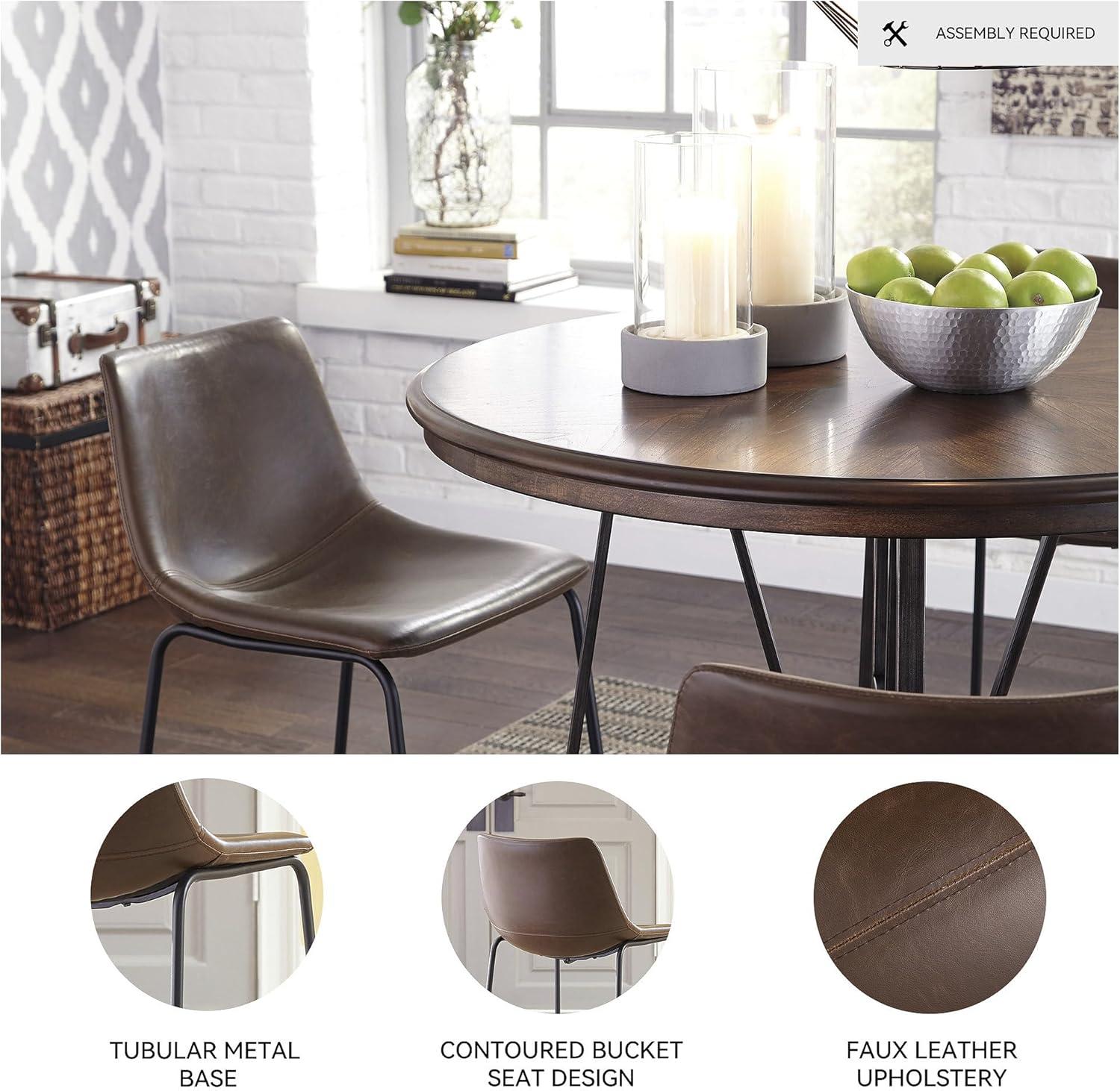imageSignature Design by Ashley Jazmore Contemporary Velvet Upholstered Counter Height Bar Stool with Footrest and Adjustable Levelers Set of 2 Dark Brown amp BlackBrown