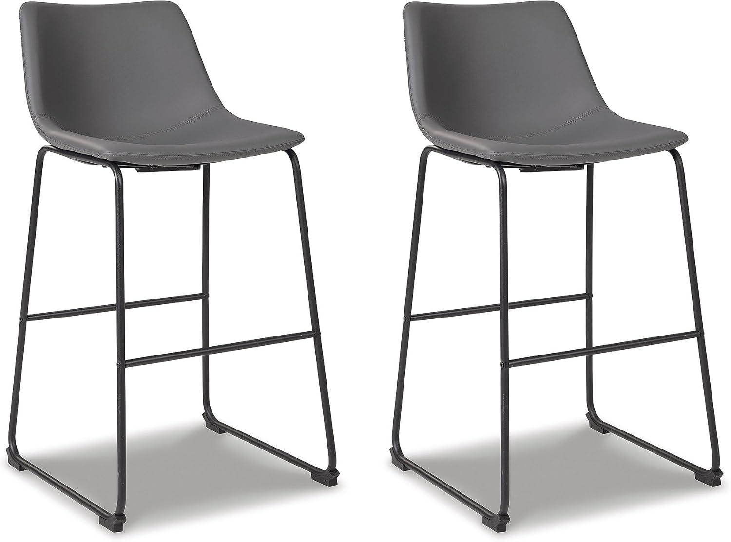 imageSignature Design by Ashley Jazmore Contemporary Velvet Upholstered Counter Height Bar Stool with Footrest and Adjustable Levelers Set of 2 Dark Brown amp BlackGrey
