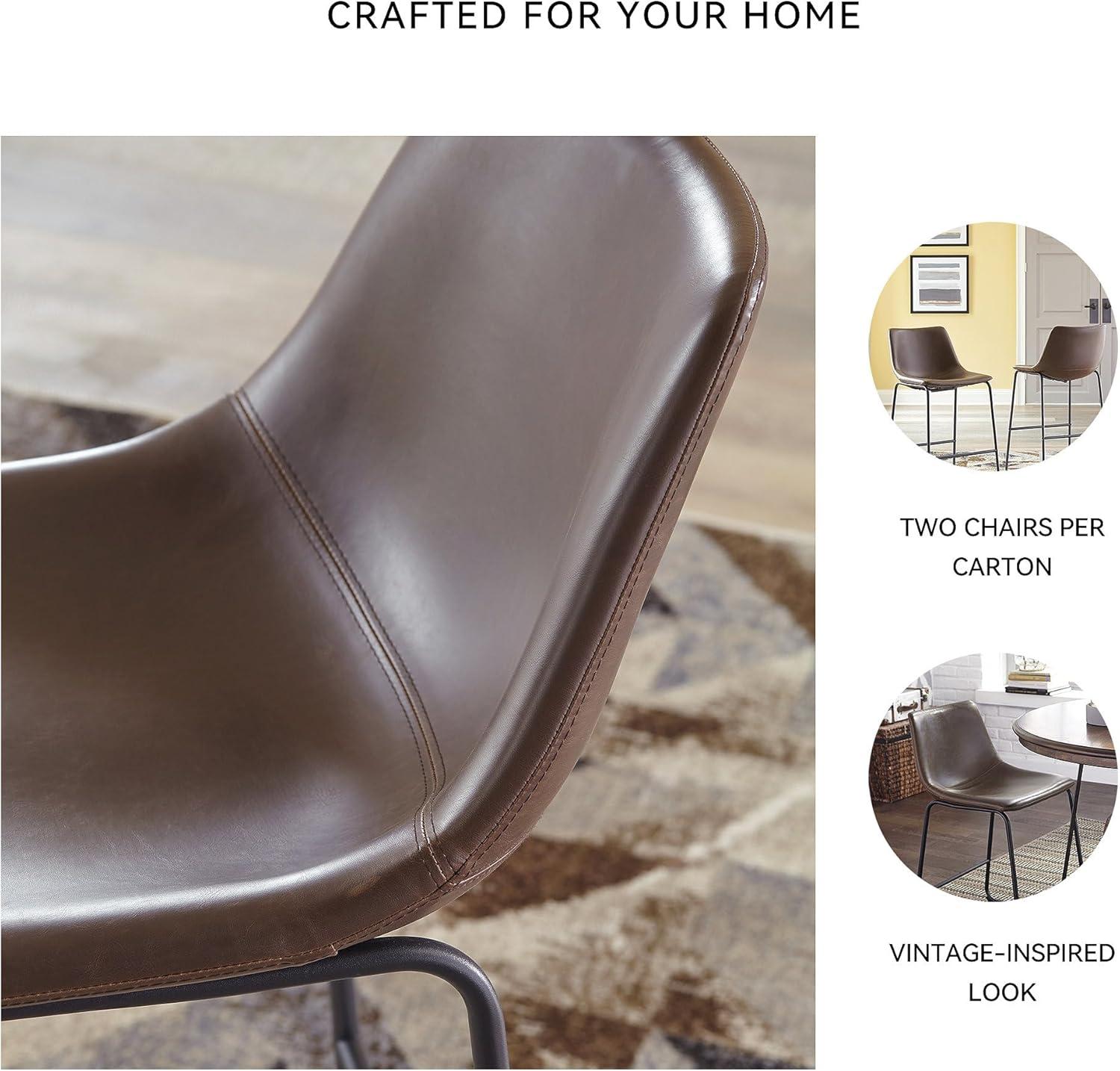 imageSignature Design by Ashley Jazmore Contemporary Velvet Upholstered Counter Height Bar Stool with Footrest and Adjustable Levelers Set of 2 Dark Brown amp BlackBrown