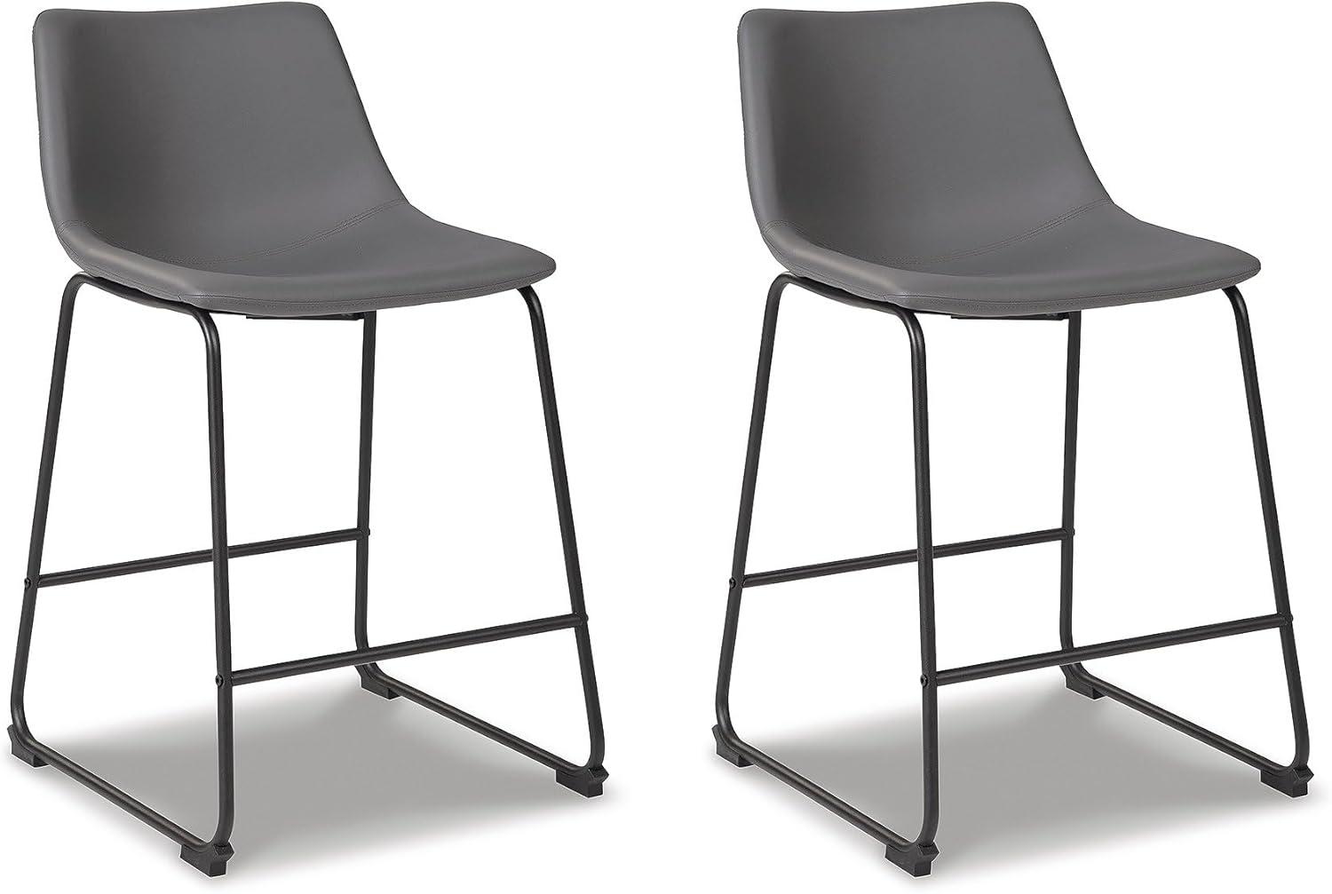 imageSignature Design by Ashley Jazmore Contemporary Velvet Upholstered Counter Height Bar Stool with Footrest and Adjustable Levelers Set of 2 Dark Brown amp BlackGrey