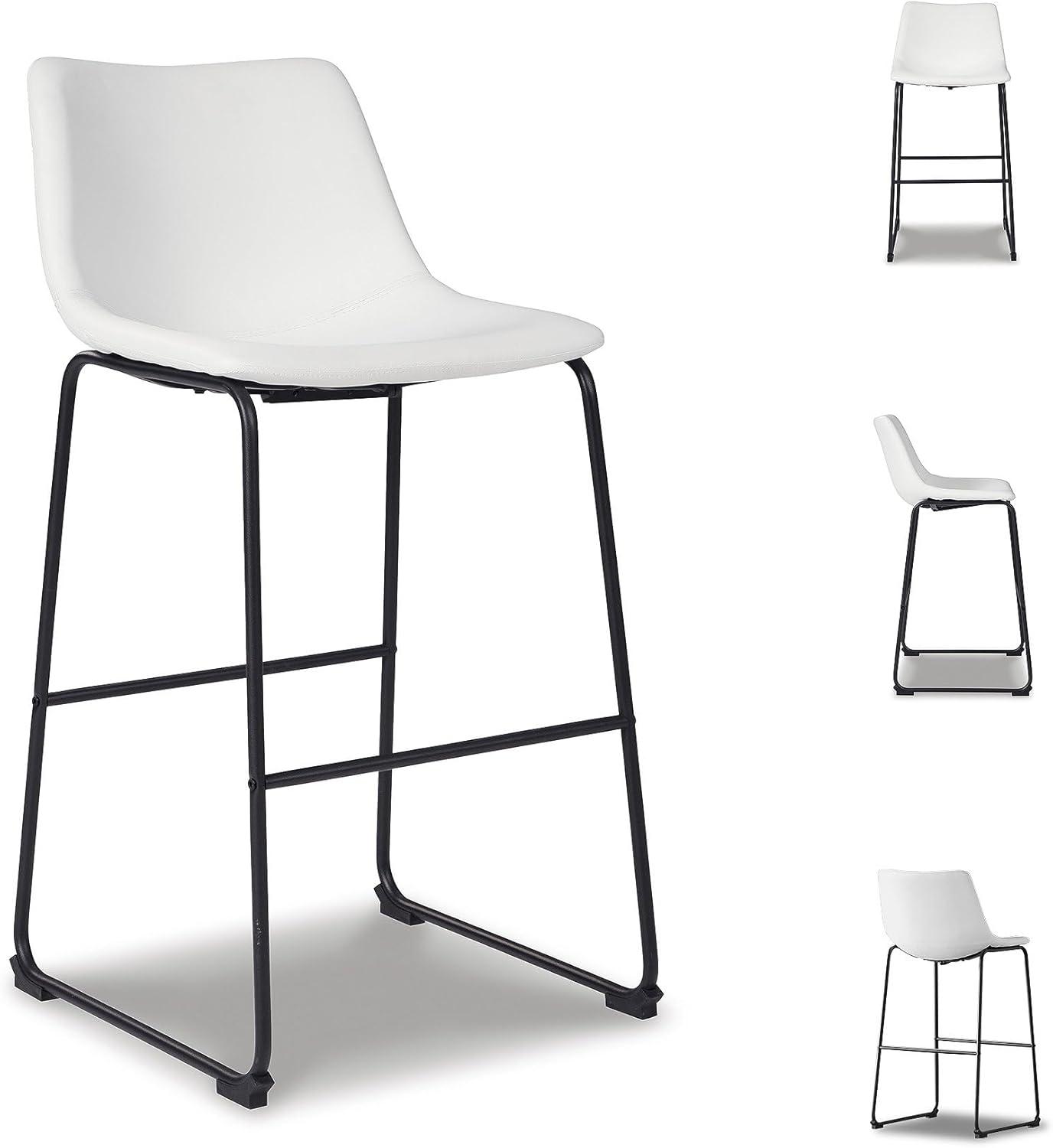 imageSignature Design by Ashley Jazmore Contemporary Velvet Upholstered Counter Height Bar Stool with Footrest and Adjustable Levelers Set of 2 Dark Brown amp BlackWhite