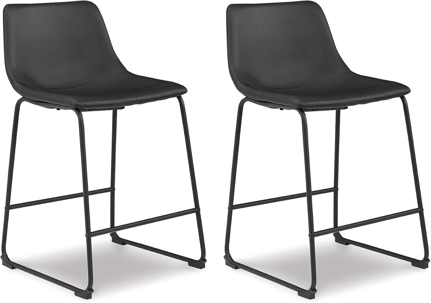imageSignature Design by Ashley Jazmore Contemporary Velvet Upholstered Counter Height Bar Stool with Footrest and Adjustable Levelers Set of 2 Dark Brown amp BlackBlack