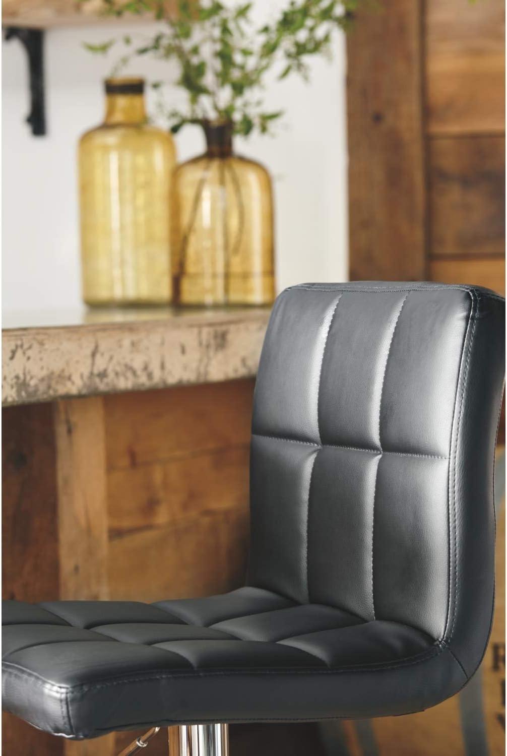 imageSignature Design by Ashley Jazmore Contemporary Velvet Upholstered Counter Height Bar Stool with Footrest and Adjustable Levelers Set of 2 Dark Brown amp BlackBlack