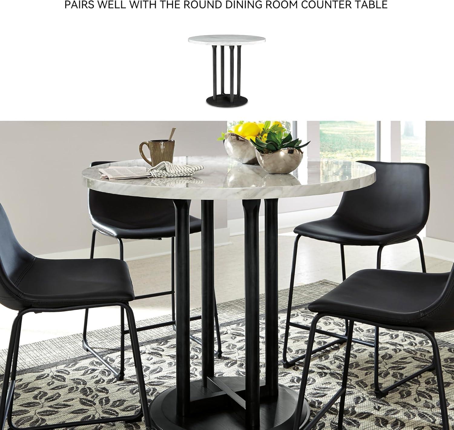 imageSignature Design by Ashley Jazmore Contemporary Velvet Upholstered Counter Height Bar Stool with Footrest and Adjustable Levelers Set of 2 Dark Brown amp BlackBlack