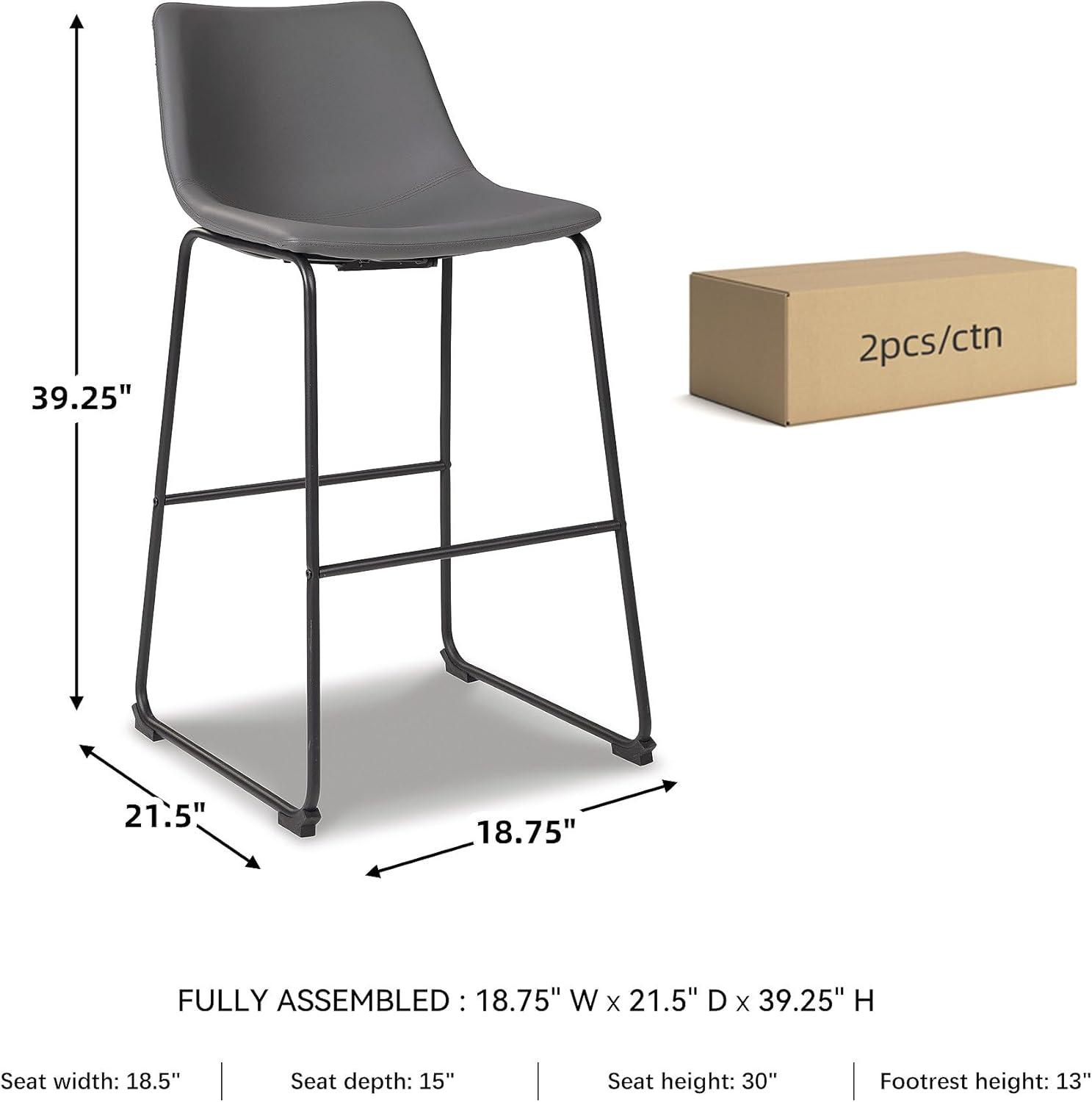 imageSignature Design by Ashley Jazmore Contemporary Velvet Upholstered Counter Height Bar Stool with Footrest and Adjustable Levelers Set of 2 Dark Brown amp BlackGrey