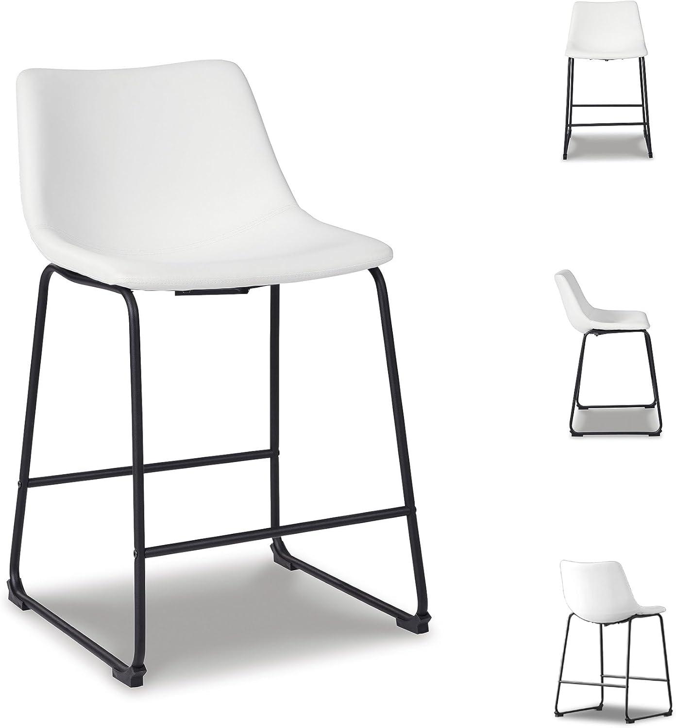 imageSignature Design by Ashley Jazmore Contemporary Velvet Upholstered Counter Height Bar Stool with Footrest and Adjustable Levelers Set of 2 Dark Brown amp BlackWhite