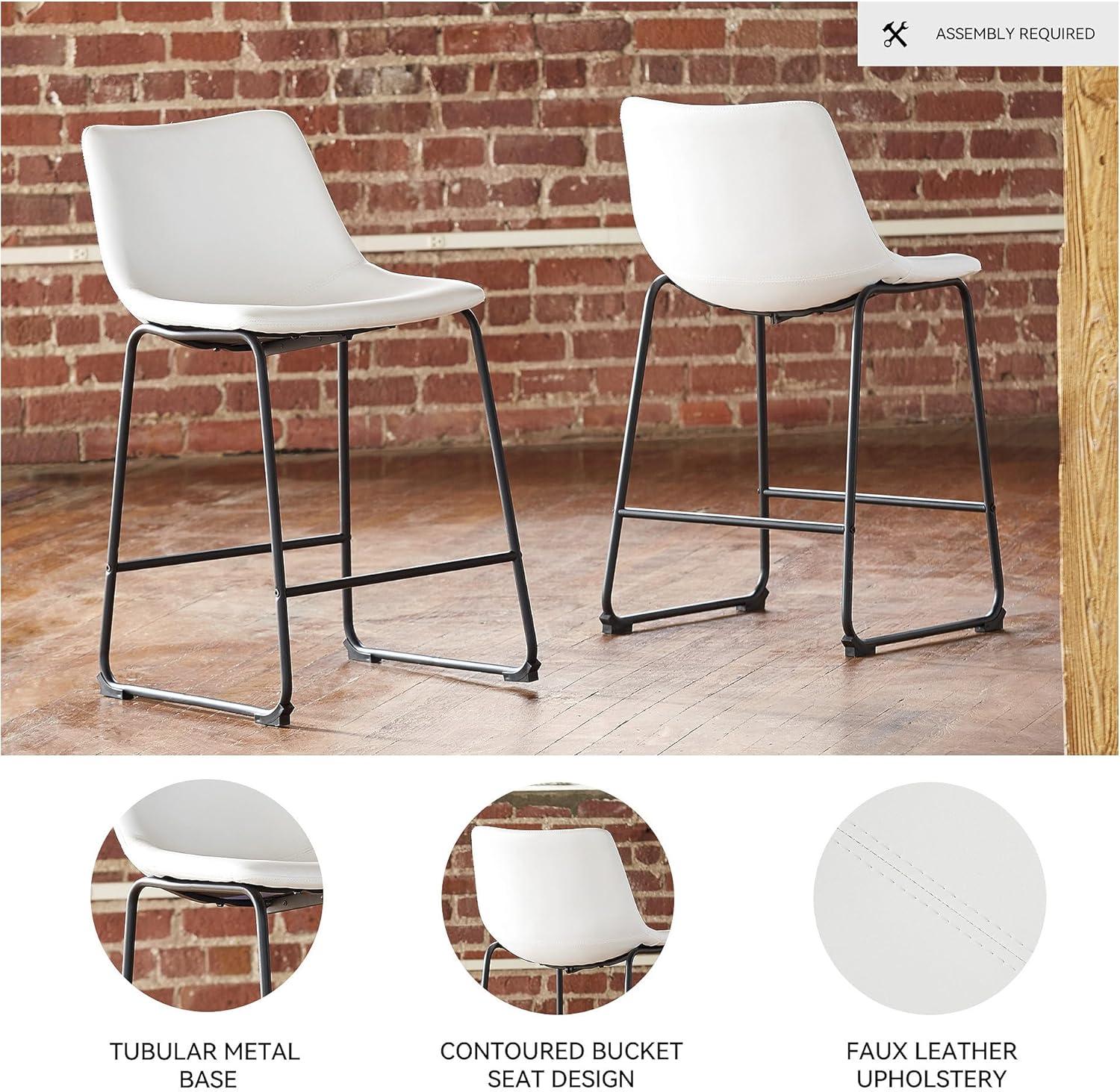 imageSignature Design by Ashley Jazmore Contemporary Velvet Upholstered Counter Height Bar Stool with Footrest and Adjustable Levelers Set of 2 Dark Brown amp BlackWhite