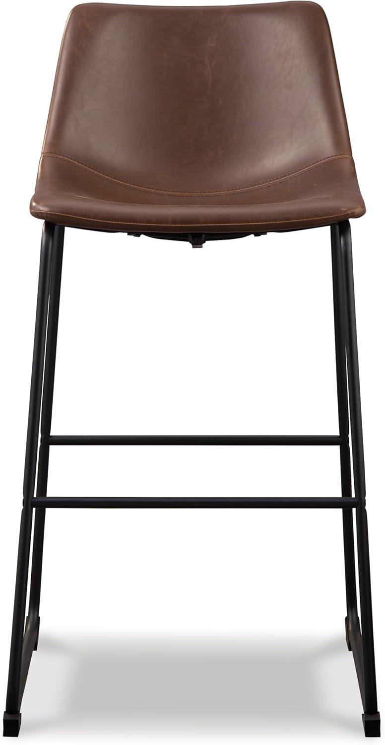 imageSignature Design by Ashley Jazmore Contemporary Velvet Upholstered Counter Height Bar Stool with Footrest and Adjustable Levelers Set of 2 Dark Brown amp BlackBrown