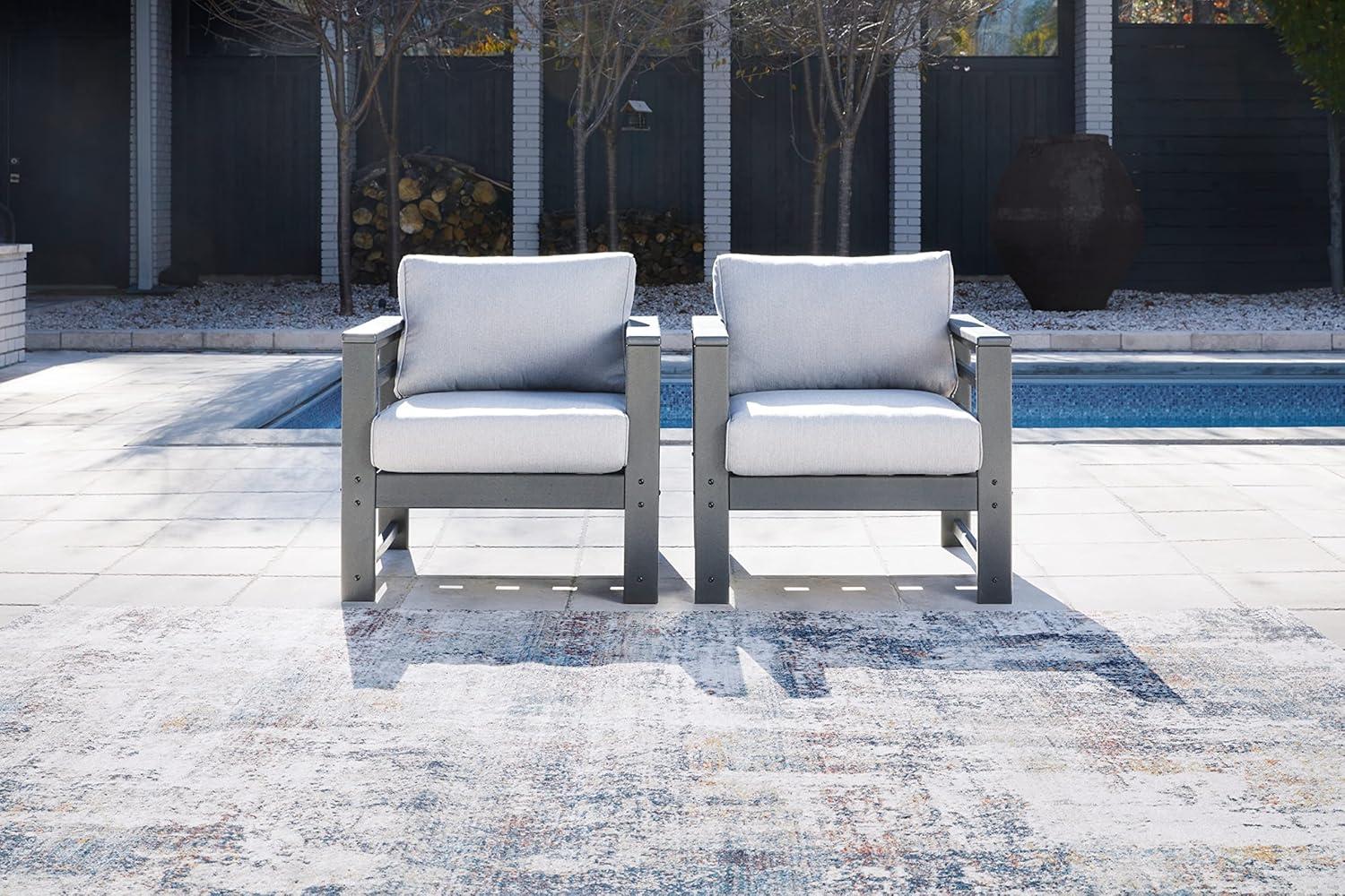 imageSignature Design by Ashley Outdoor Amora HDPE Patio Lounge Chair 2 Count Charcoal GrayLounge Chair Set