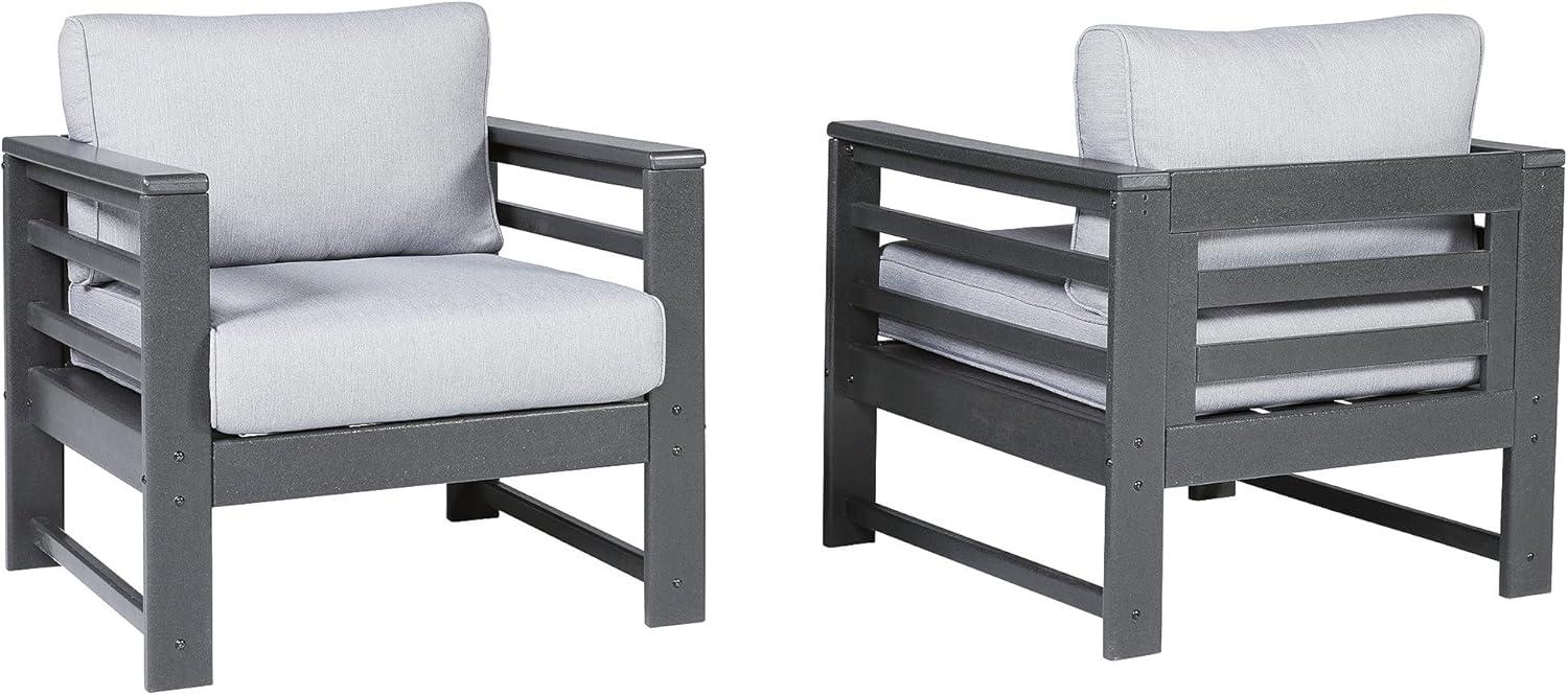 imageSignature Design by Ashley Outdoor Amora HDPE Patio Lounge Chair 2 Count Charcoal GrayLounge Chair Set