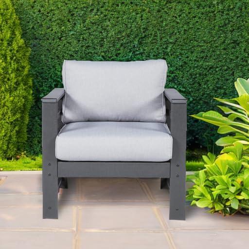 imageSignature Design by Ashley Outdoor Amora HDPE Patio Lounge Chair 2 Count Charcoal GrayLounge Chair Set