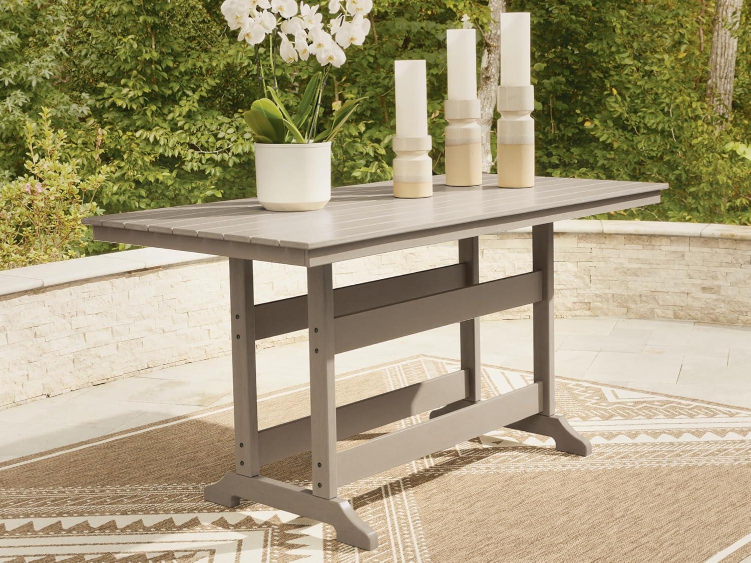 imageSignature Design by Ashley Outdoor Transville HDPE Patio Barstool 2 Count GrayBeige
