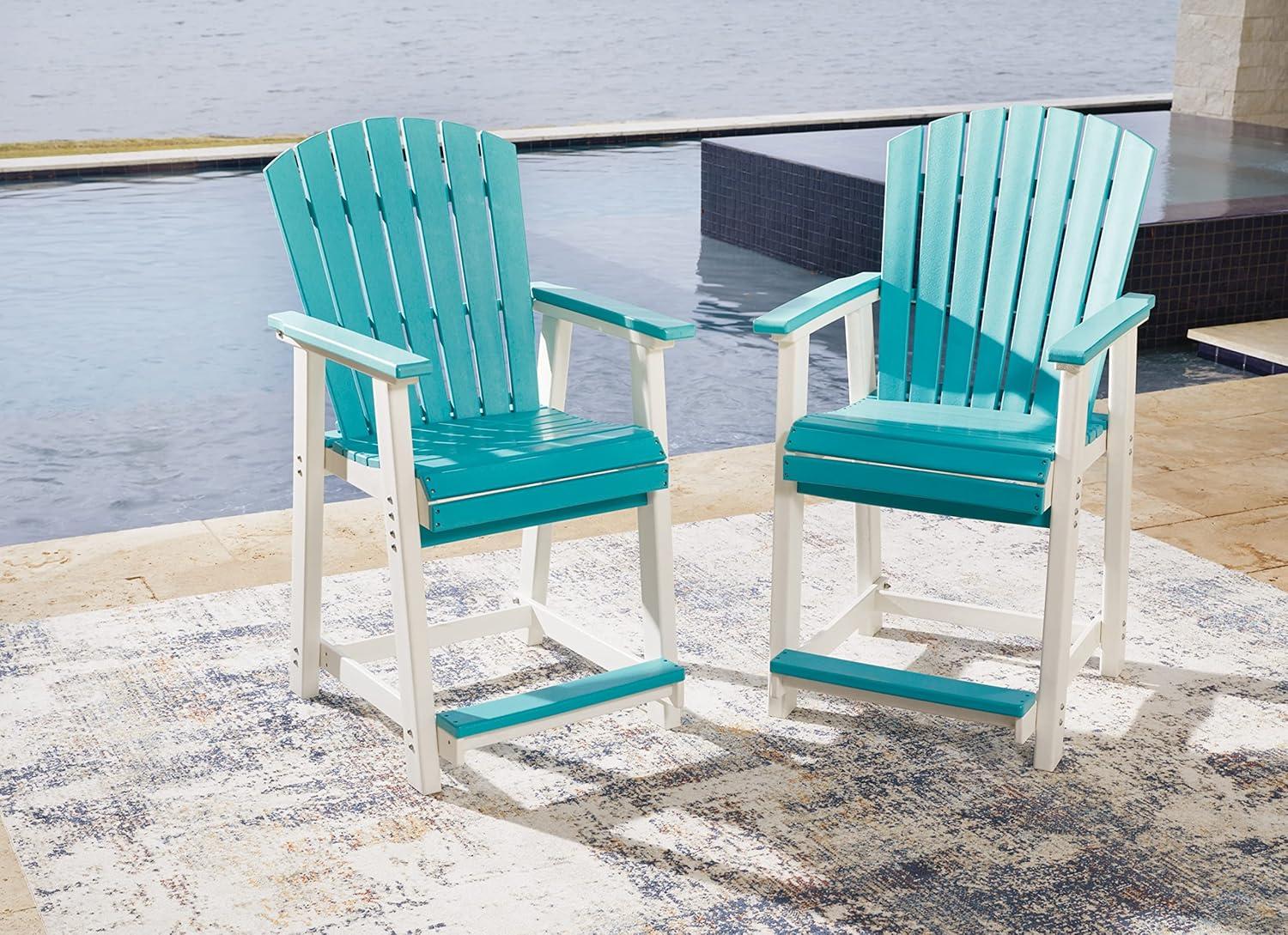 imageSignature Design by Ashley Outdoor Transville HDPE Patio Barstool 2 Count GrayBlue
