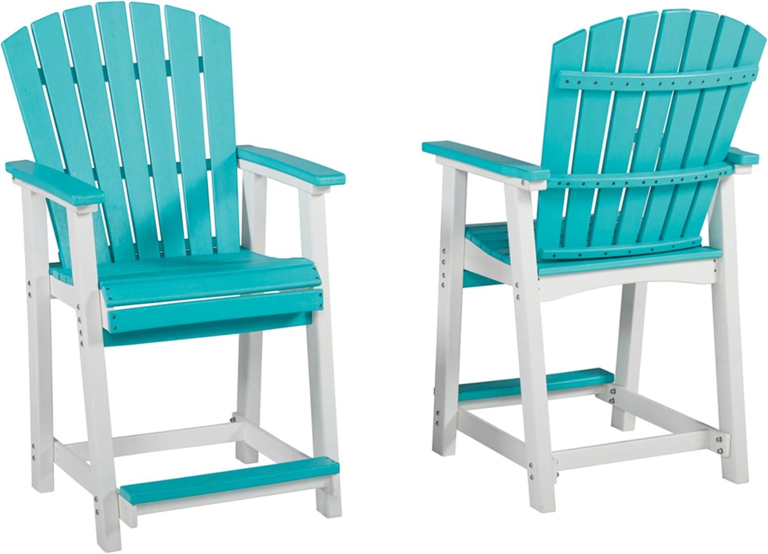 imageSignature Design by Ashley Outdoor Transville HDPE Patio Barstool 2 Count GrayBlue