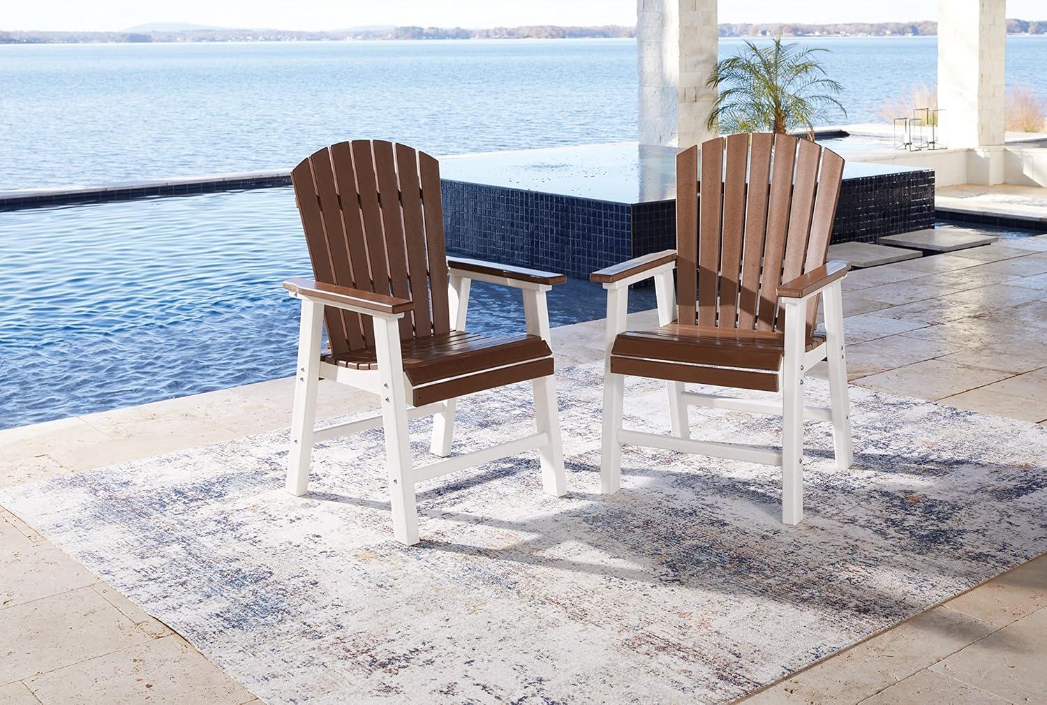 imageSignature Design by Ashley Outdoor Transville HDPE Patio Barstool 2 Count GrayBrownWhite