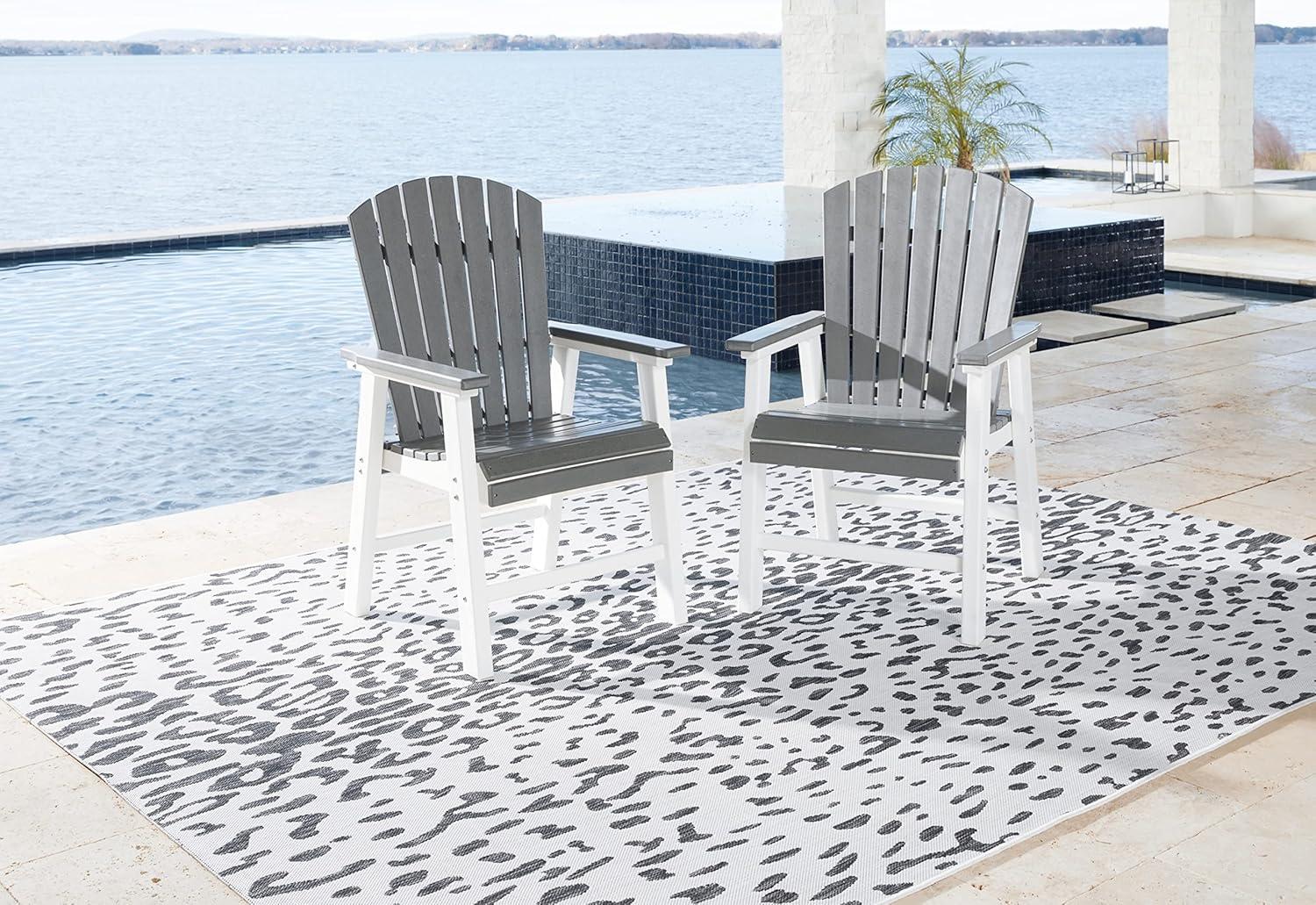 imageSignature Design by Ashley Outdoor Transville HDPE Patio Barstool 2 Count GrayGrayWhite