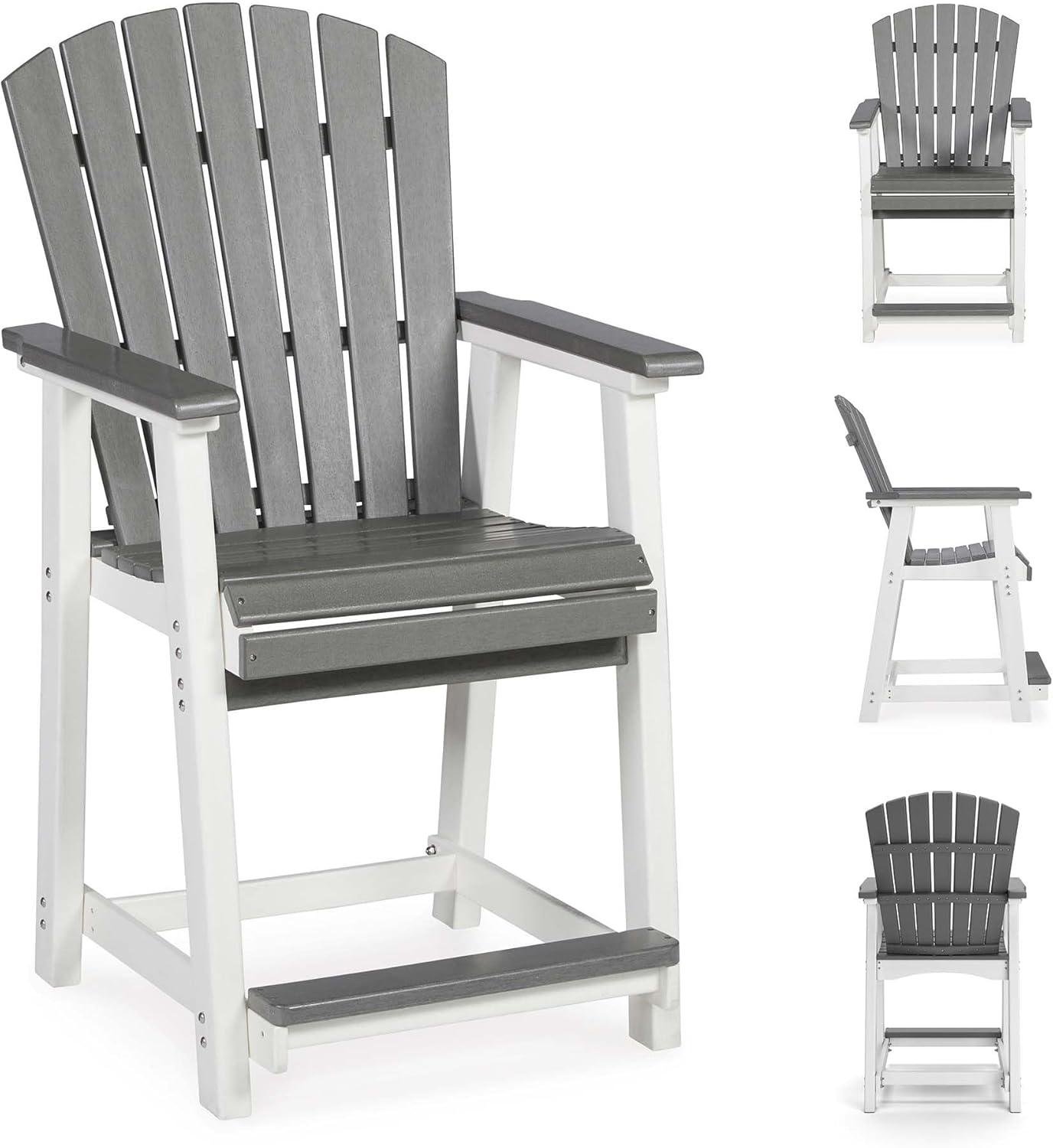 imageSignature Design by Ashley Outdoor Transville HDPE Patio Barstool 2 Count GrayGrayWhite