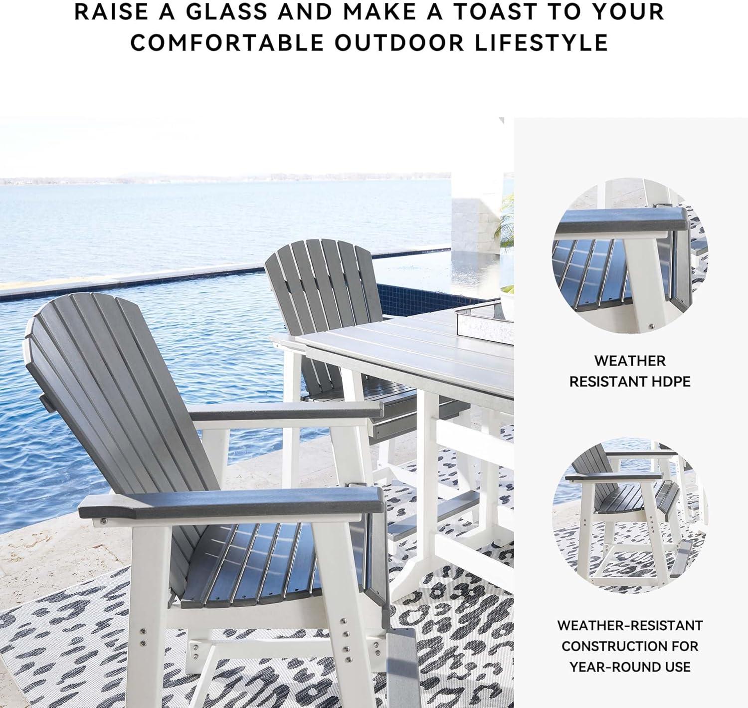 imageSignature Design by Ashley Outdoor Transville HDPE Patio Barstool 2 Count GrayGrayWhite