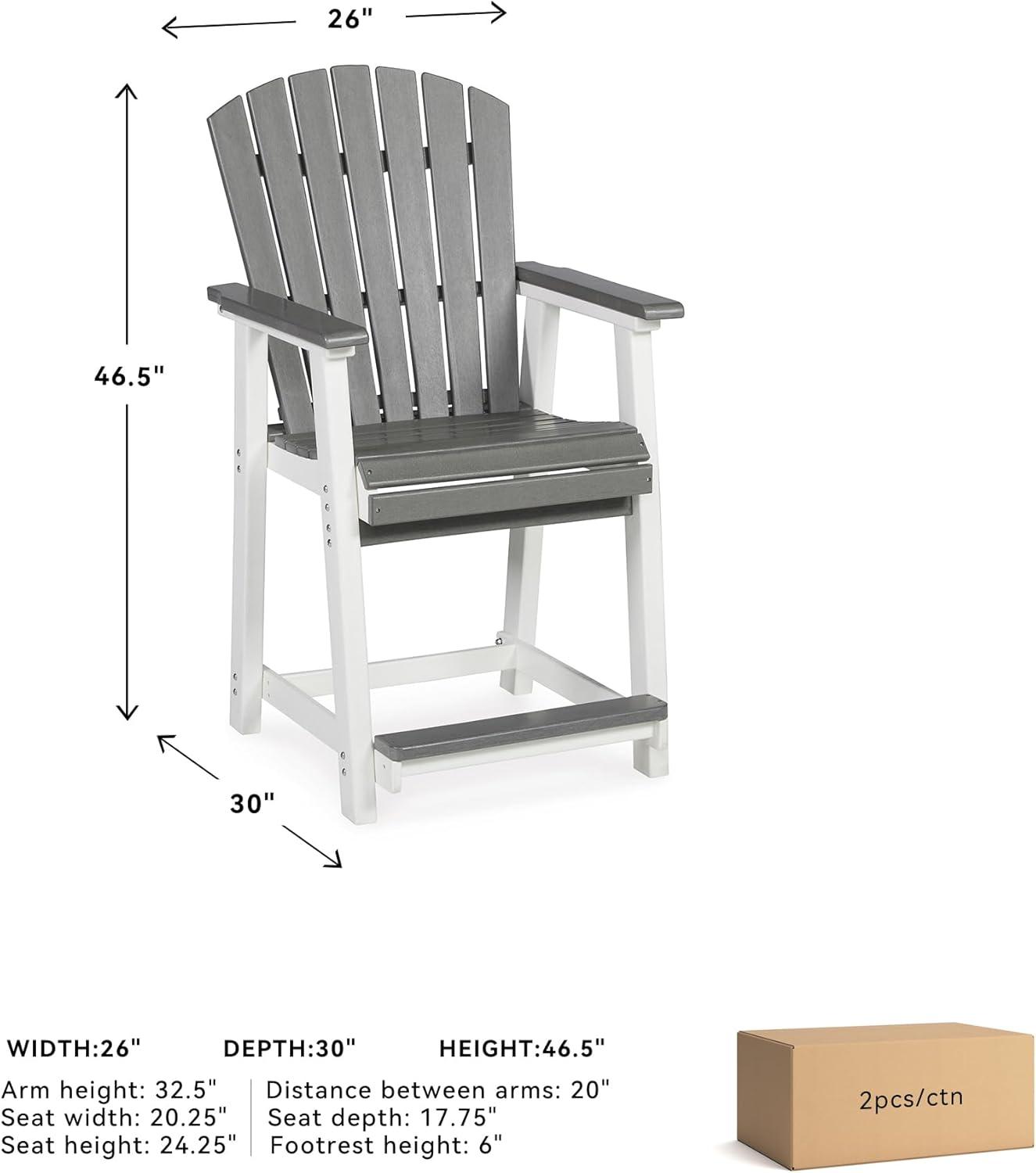 imageSignature Design by Ashley Outdoor Transville HDPE Patio Barstool 2 Count GrayGrayWhite