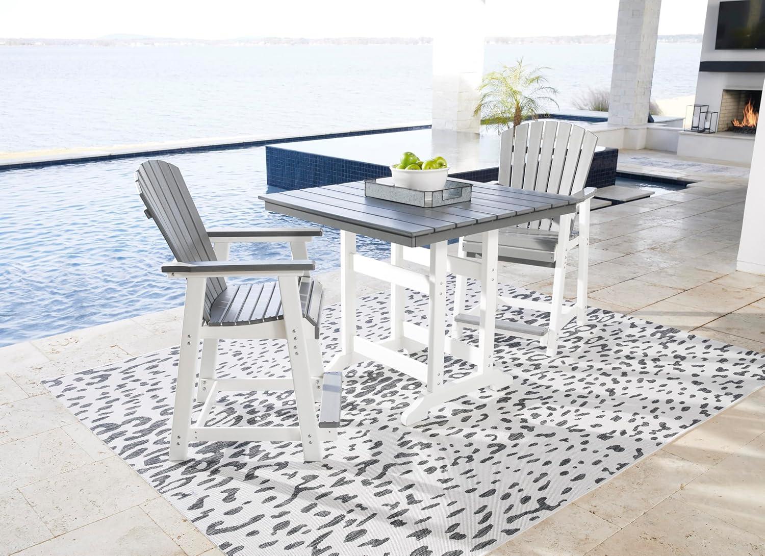 imageSignature Design by Ashley Outdoor Transville HDPE Patio Barstool 2 Count GrayGrayWhite