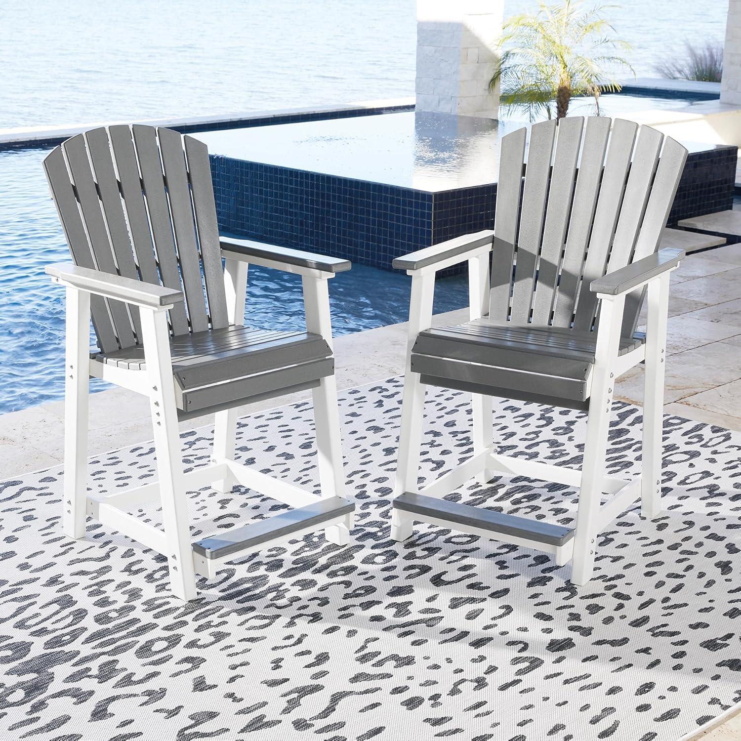 imageSignature Design by Ashley Outdoor Transville HDPE Patio Barstool 2 Count GrayGrayWhite