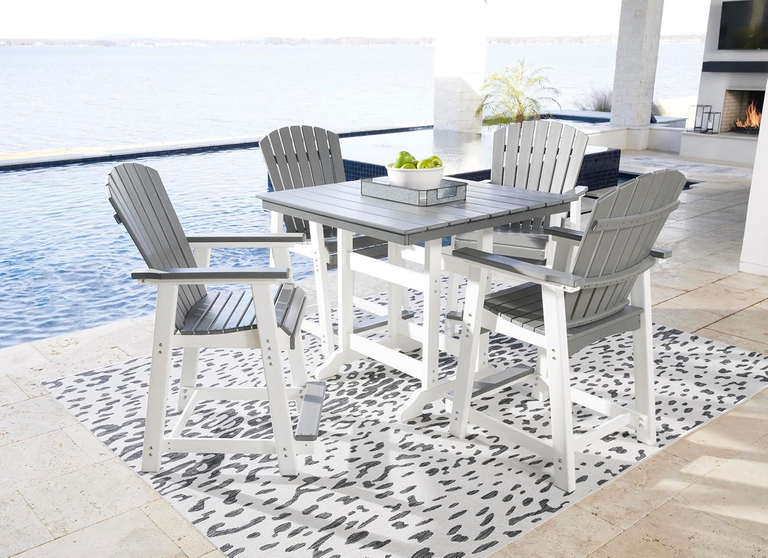imageSignature Design by Ashley Outdoor Transville HDPE Patio Barstool 2 Count GrayGrayWhite