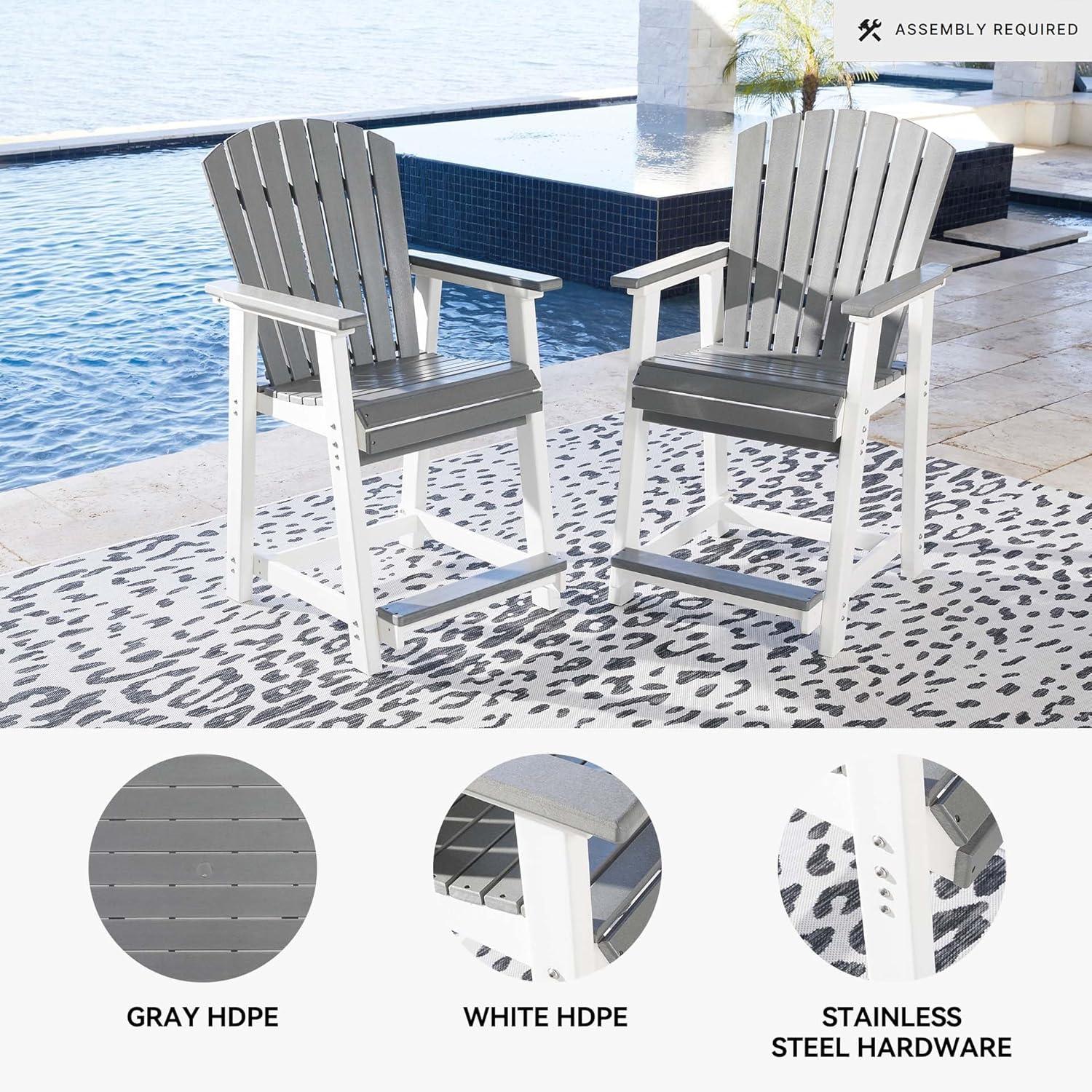 imageSignature Design by Ashley Outdoor Transville HDPE Patio Barstool 2 Count GrayGrayWhite