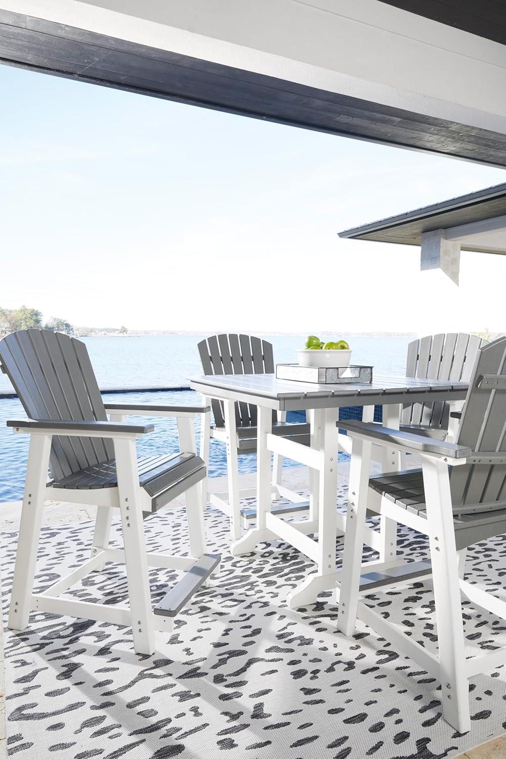 imageSignature Design by Ashley Outdoor Transville HDPE Patio Barstool 2 Count GrayGrayWhite