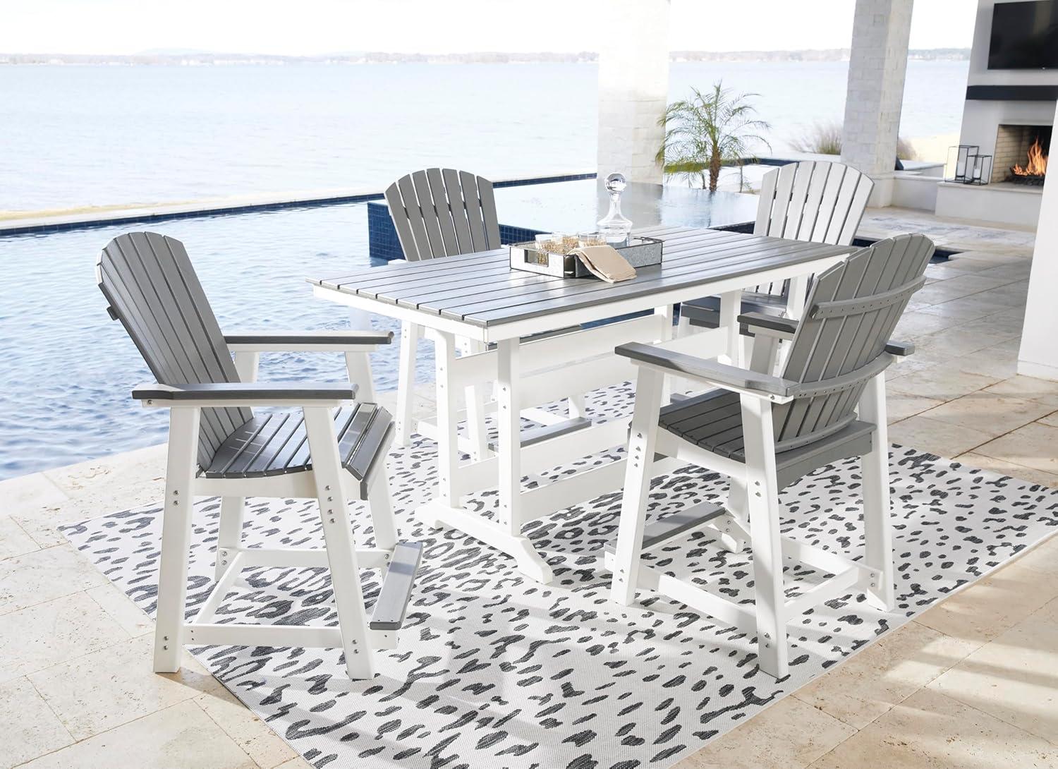 imageSignature Design by Ashley Outdoor Transville HDPE Patio Barstool 2 Count GrayGrayWhite