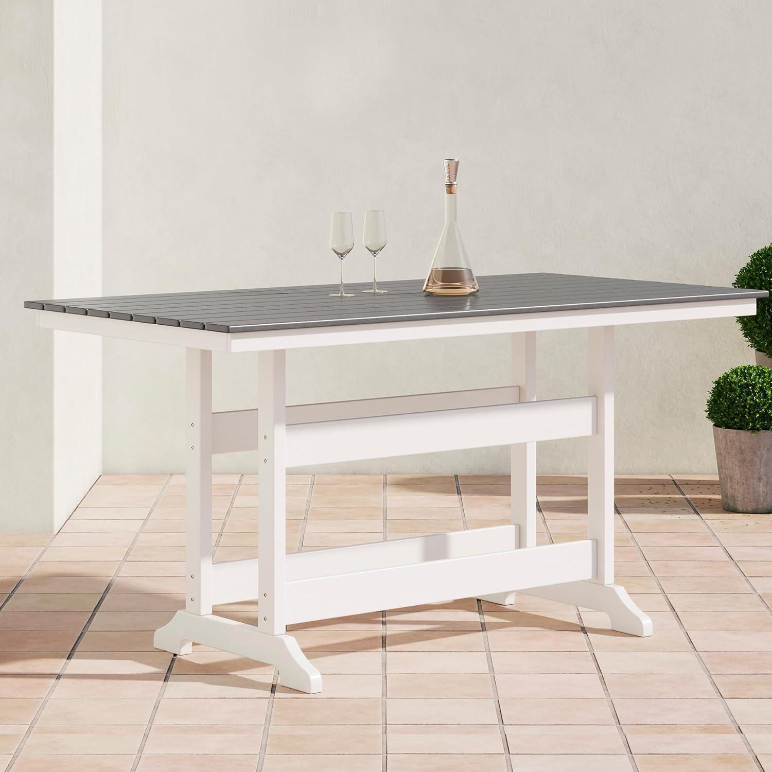 imageSignature Design by Ashley Outdoor Transville HDPE Patio Barstool 2 Count GrayWhiteGray