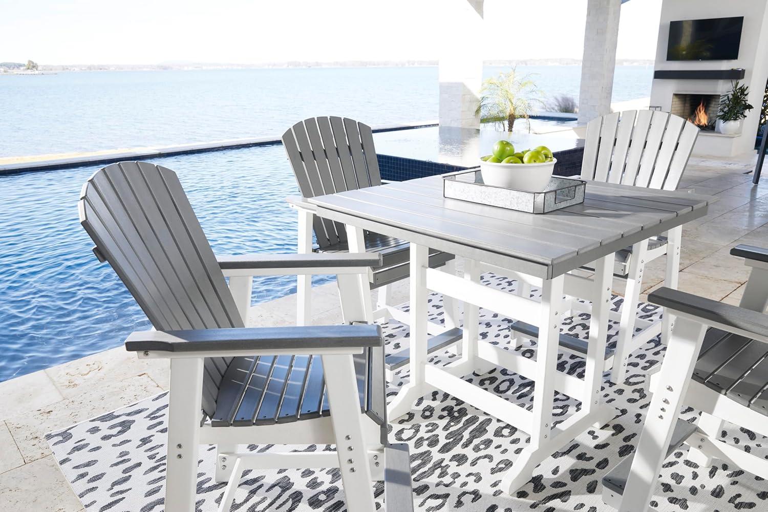 imageSignature Design by Ashley Outdoor Transville HDPE Patio Barstool 2 Count GrayWhiteGray