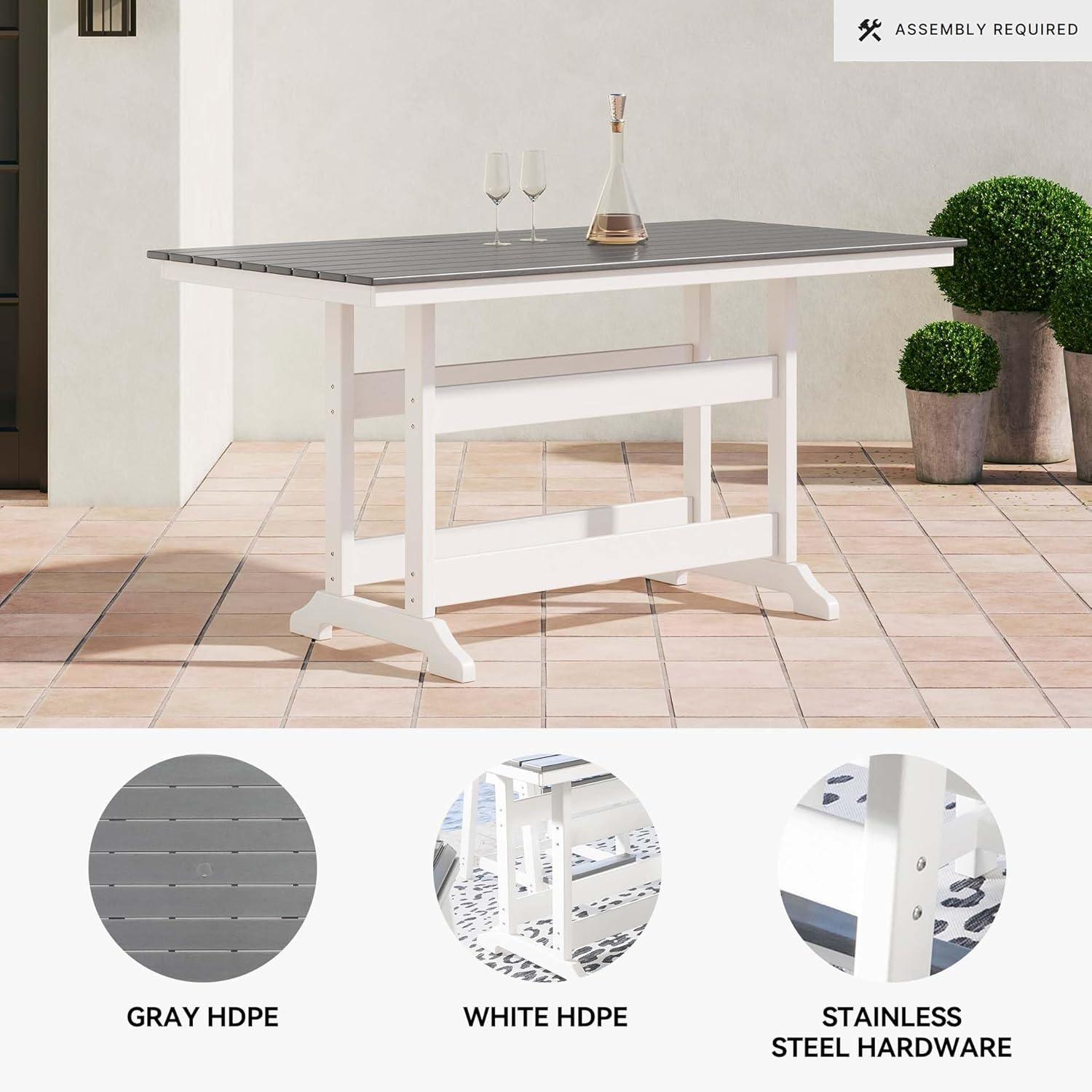 imageSignature Design by Ashley Outdoor Transville HDPE Patio Barstool 2 Count GrayWhiteGray