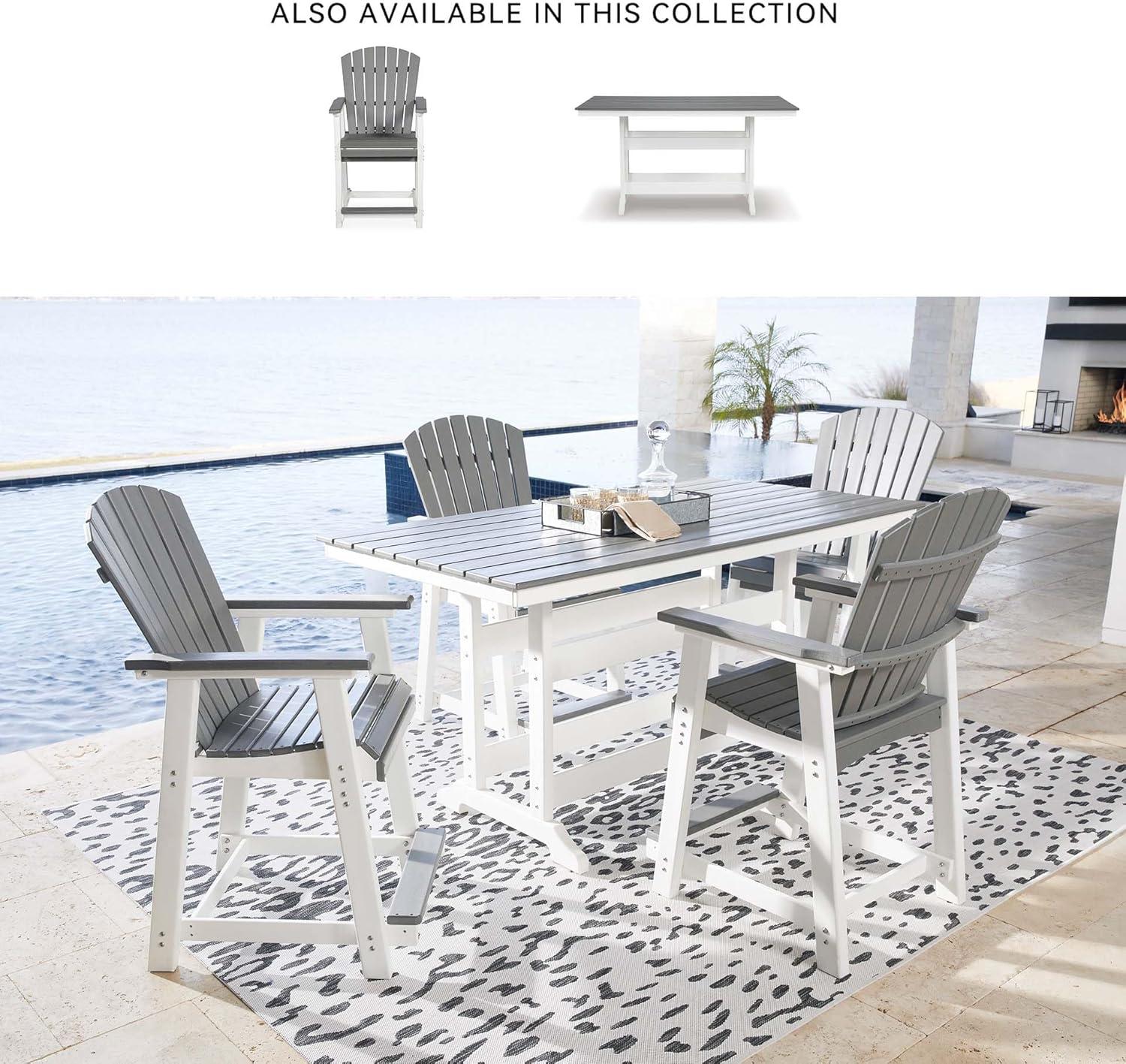 imageSignature Design by Ashley Outdoor Transville HDPE Patio Barstool 2 Count GrayWhiteGray