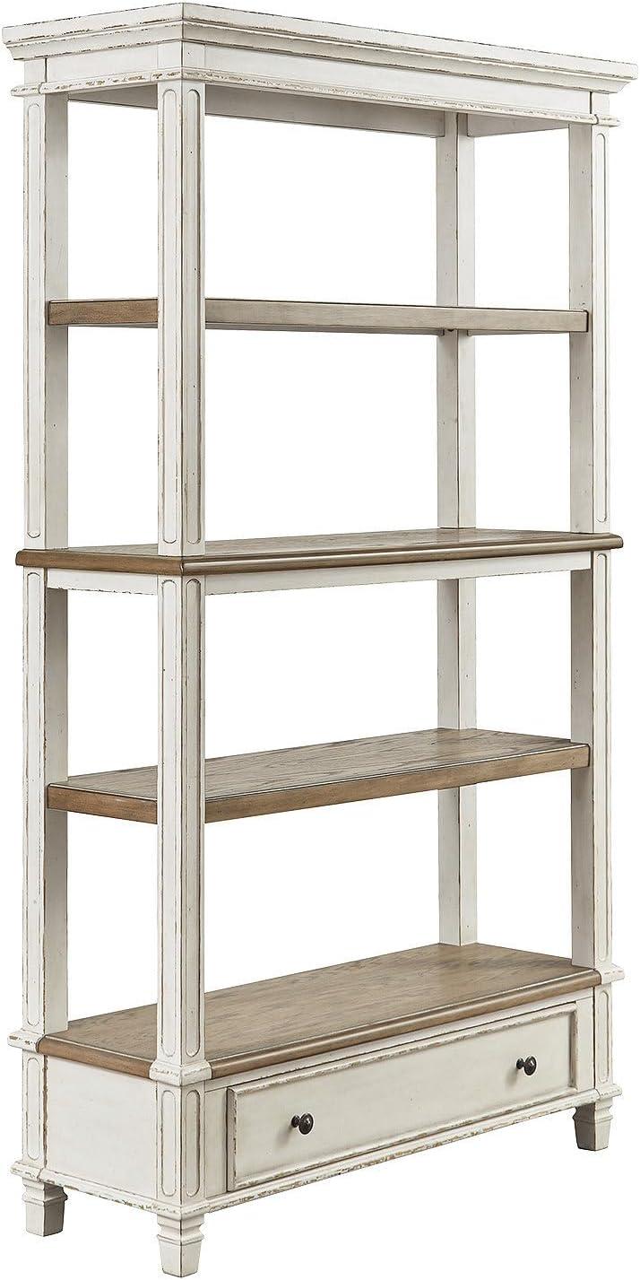 imageSignature Design by Ashley Realyn Cottage LShaped Distressed 2Piece Home Office Desk with Power Supply and USB Ports White amp Light BrownWhiteBrown