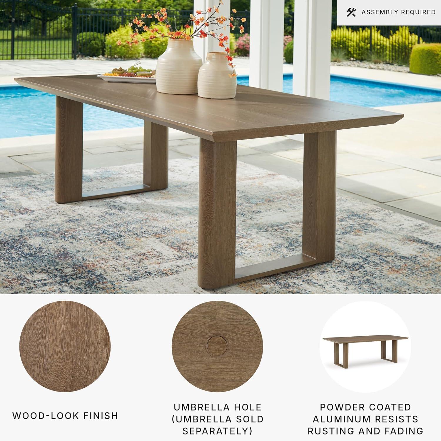 imageSignature Design by Ashley Serene Bay Casual Outdoor Dining Table with Sled Base Dark BrownOutdoor Dining Table