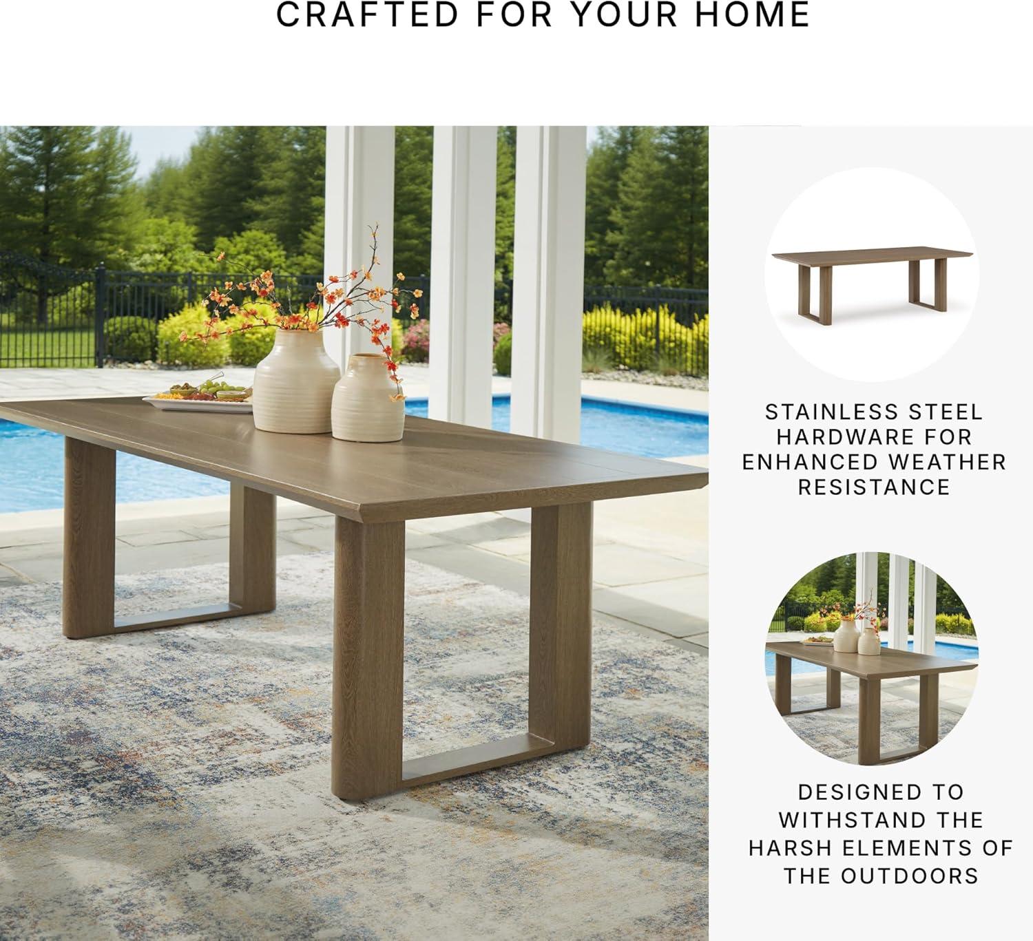 imageSignature Design by Ashley Serene Bay Casual Outdoor Dining Table with Sled Base Dark BrownOutdoor Dining Table