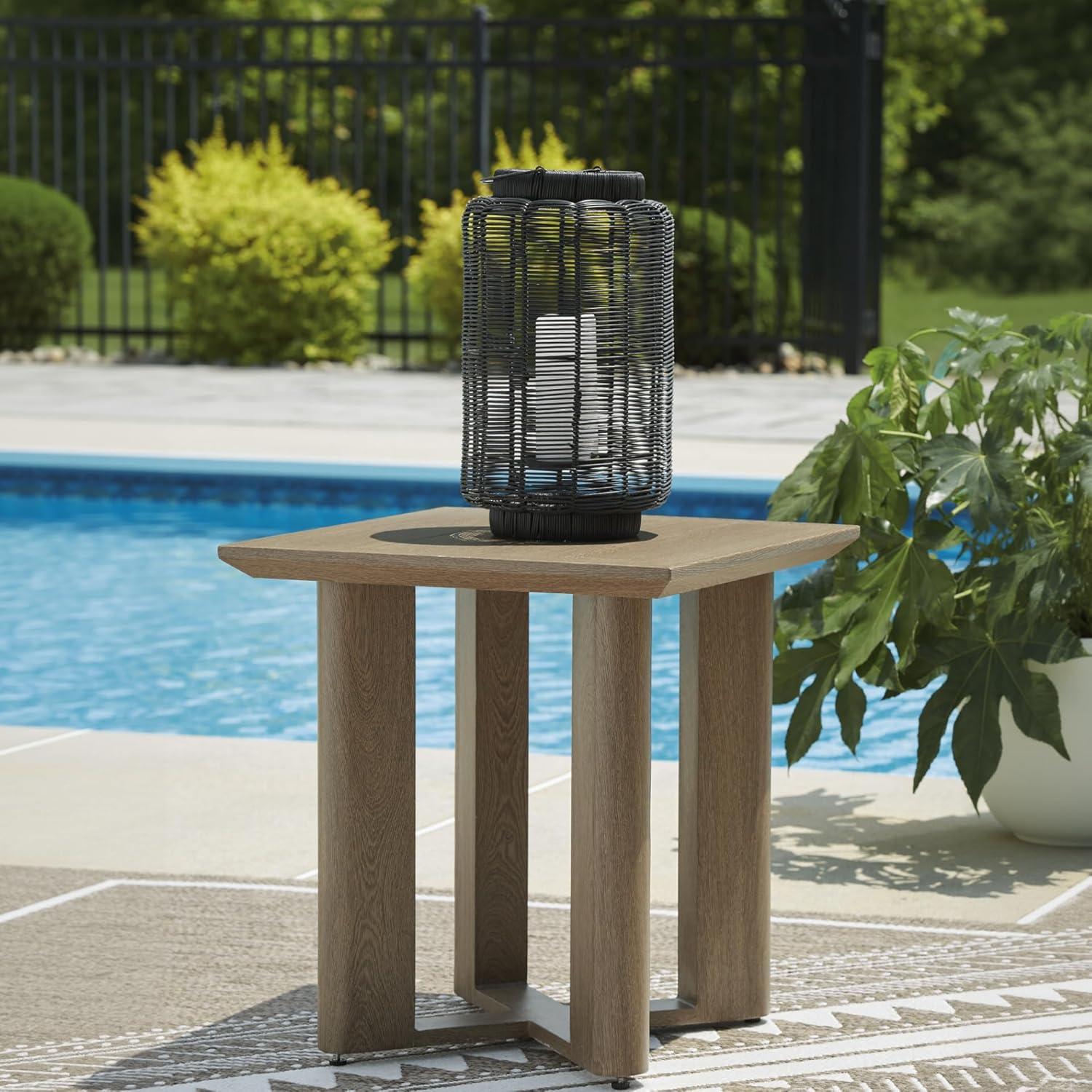 imageSignature Design by Ashley Serene Bay Casual Outdoor Dining Table with Sled Base Dark BrownOutdoor End Table