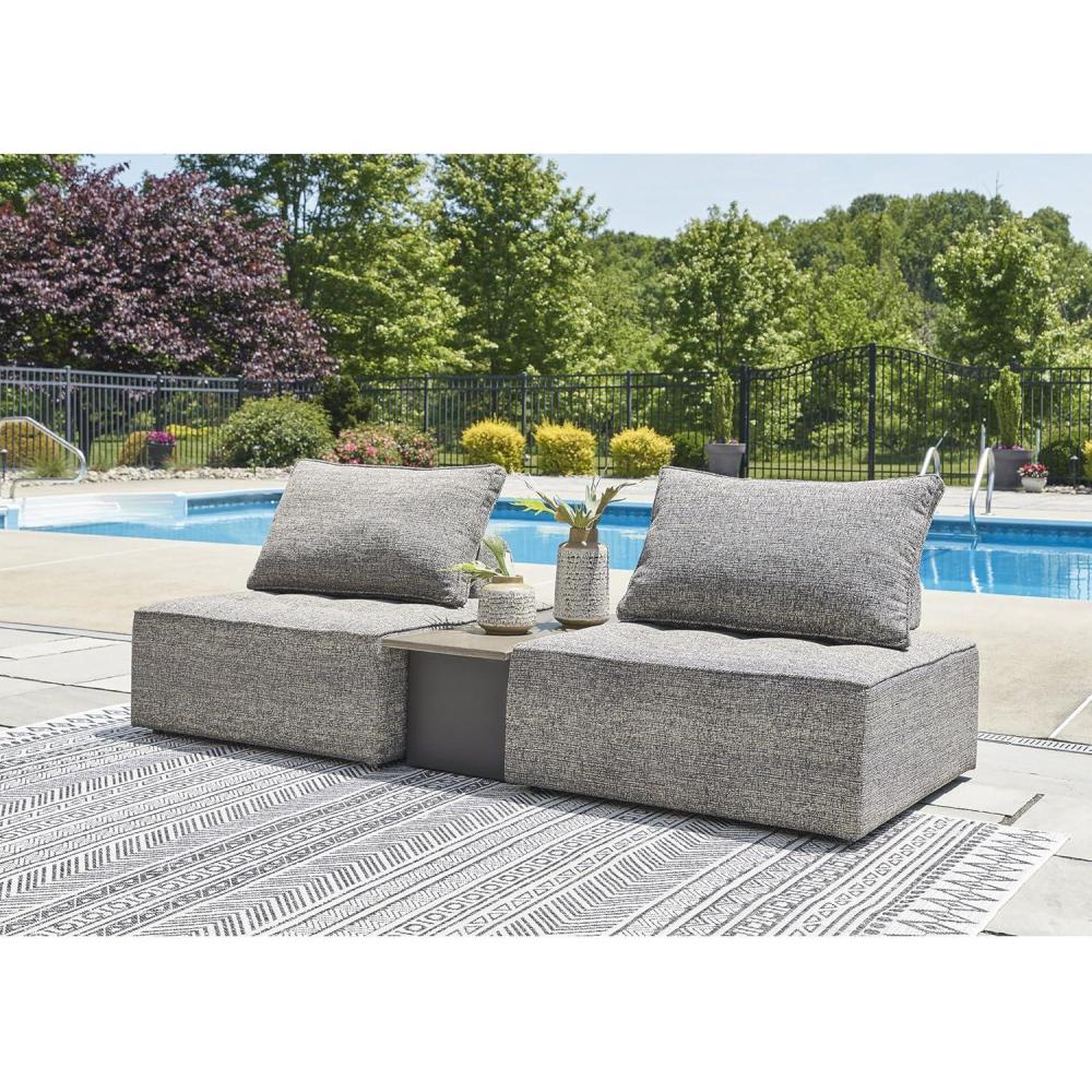 imageSignature Design by Ashley Bree Zee RightArm Facing Modern 4Piece Outdoor Sectional with Tufted Cushion Gray3Piece Outdoor Sectional