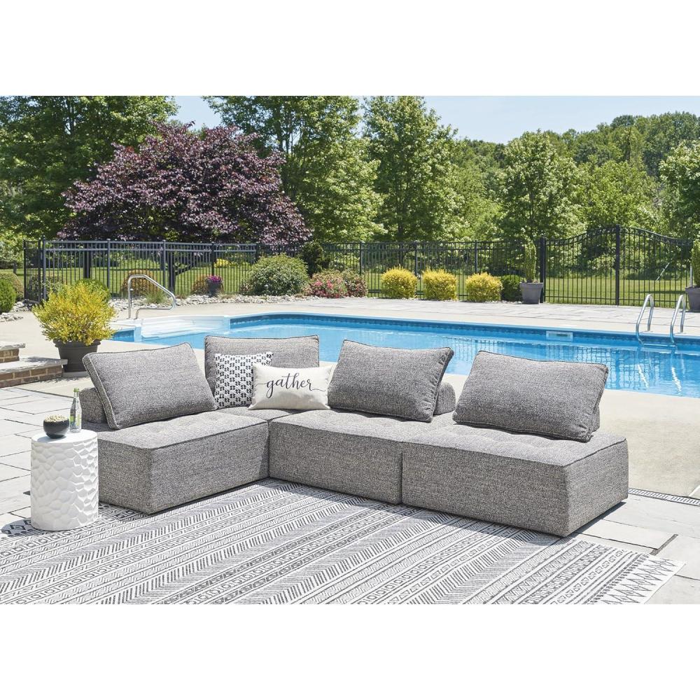 imageSignature Design by Ashley Bree Zee RightArm Facing Modern 4Piece Outdoor Sectional with Tufted Cushion Gray4Piece Outdoor Sectional