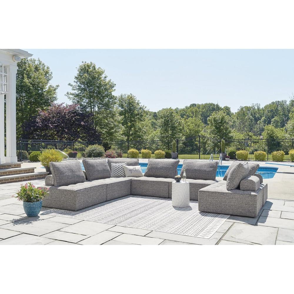 imageSignature Design by Ashley Bree Zee RightArm Facing Modern 4Piece Outdoor Sectional with Tufted Cushion Gray7Piece Outdoor Sectional