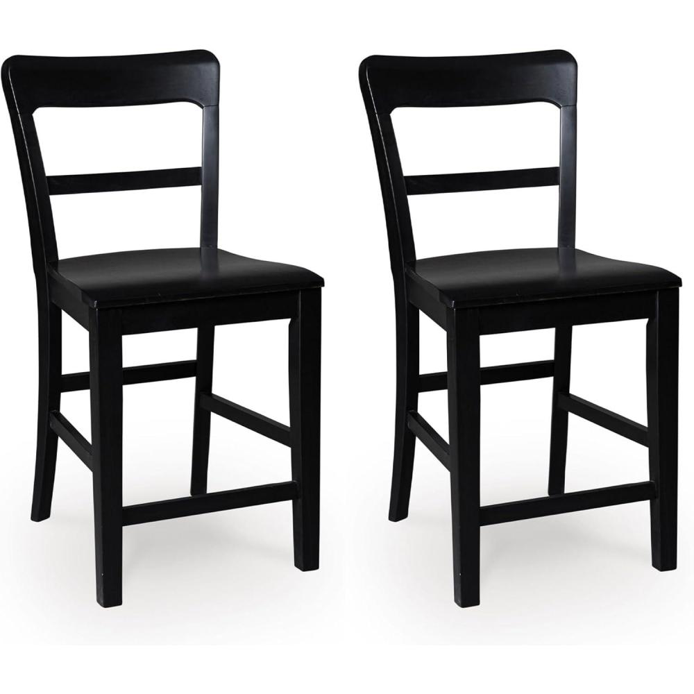imageSignature Design by Ashley Chadworth Traditional Counter Height Bar Stool with Adjustable Levelers Set of 2 Black