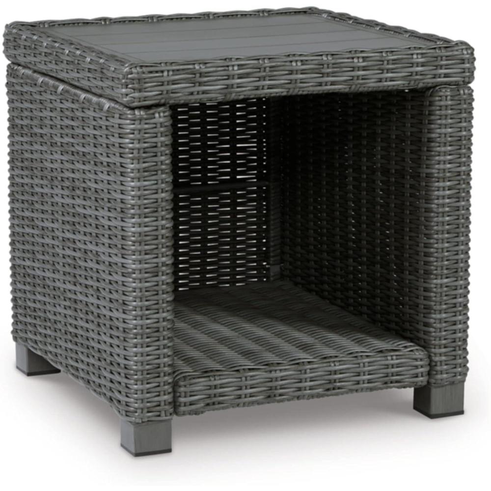 imageSignature Design by Ashley Elite Park Outdoor Bench with Foam Cushion Nuvella Weather Resistant Fabric Rust Free Aluminum Frame 54 W x 17 D x 165 H GrayEnd