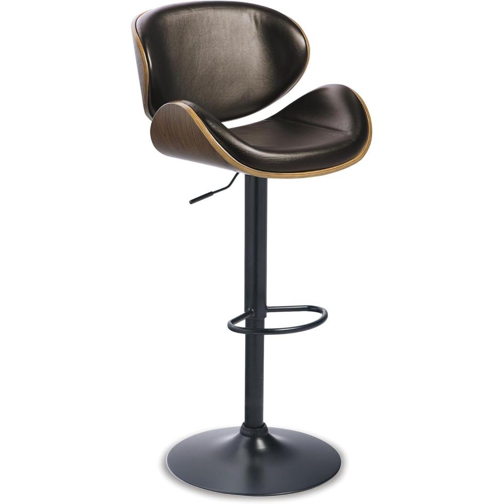 imageSignature Design by Ashley Jazmore Contemporary Velvet Upholstered Counter Height Bar Stool with Footrest and Adjustable Levelers Set of 2 Dark Brown amp BlackBrown