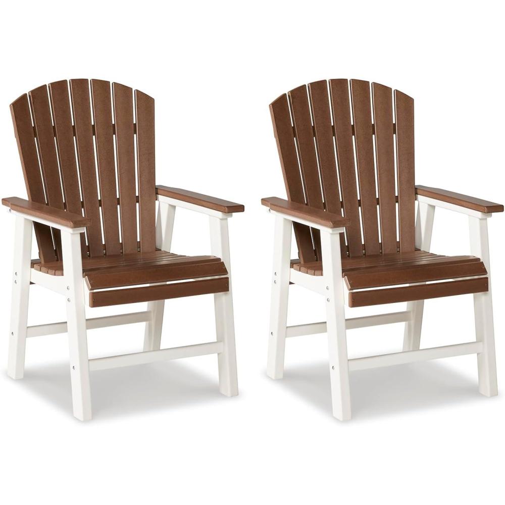imageSignature Design by Ashley Outdoor Transville HDPE Patio Barstool 2 Count GrayBrownWhite