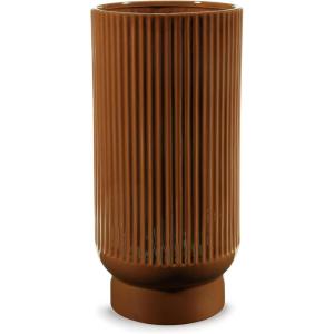 Signature Design by Ashley Avalyah Casual Indoor/Outdoor 15″ Glazed Ceramic Tabletop Vase with Wide Mouth, Dark Brown(15″)