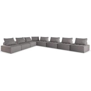 Signature Design by Ashley Bree Zee Right-Arm Facing Modern 4-Piece Outdoor Sectional with Tufted Cushion, Gray(8-Piece Outdoor Modular Seating)