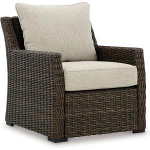 Signature Design by Ashley Brook Ranch Casual Outdoor Multi-use Table with 1 Fixed Shelf, Dark Brown & Gray(Lounge Chair)