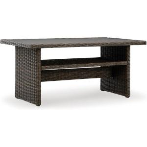 Signature Design by Ashley Brook Ranch Casual Outdoor Multi-use Table with 1 Fixed Shelf, Dark Brown & Gray(Multi Use Table)