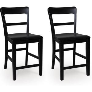 Signature Design by Ashley Chadworth Traditional Counter Height Bar Stool with Adjustable Levelers, Set of 2, Black